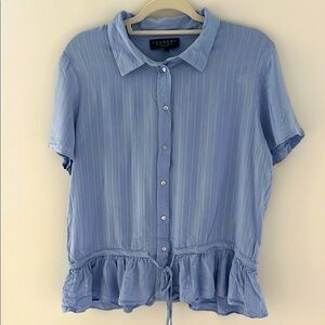 Laundry- by Shelli Segal brand ruffle tie peplum dress shirt size L